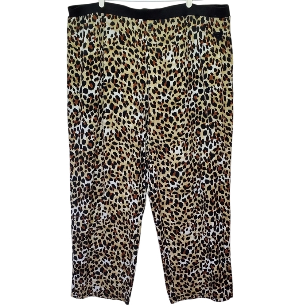 7581 * Betsey Johnson Leopard Pajama Pants Bottoms Black Tan Size 2X